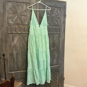 NEW MEET ME IN SANTORINI  deep v maxi dress in blue green small